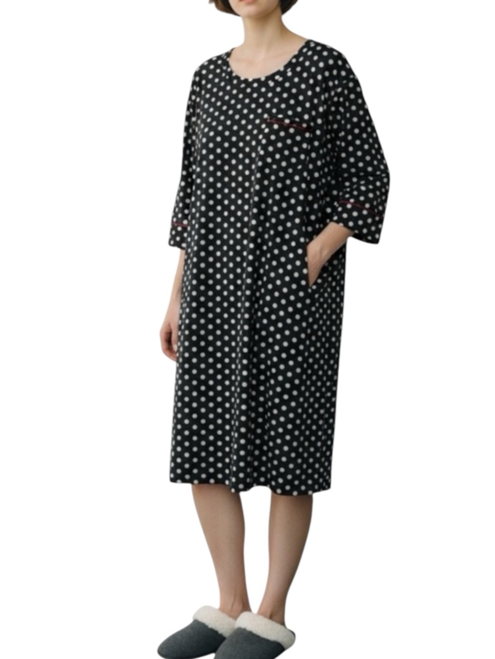SOMA Polka Dot Night Dress in Black/White/Red Size Large— SUPER COMFORTABLE!!!
